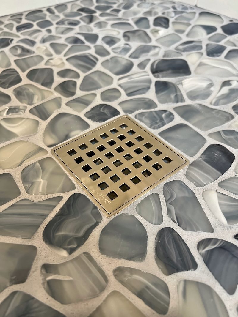 Shower Pan - Pebbles Tile on Shower Floor