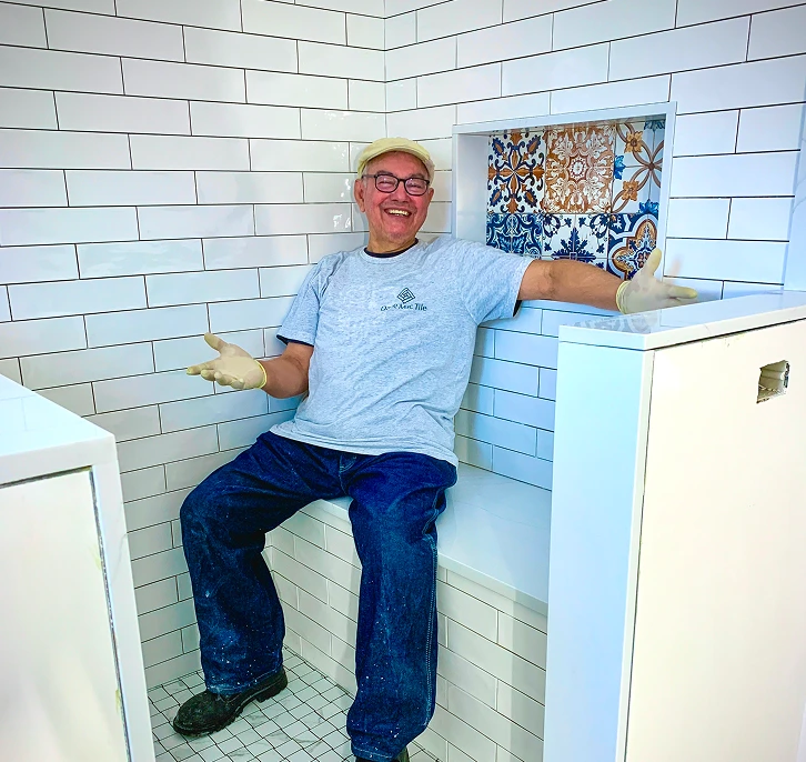 Tile Installer having a blast
