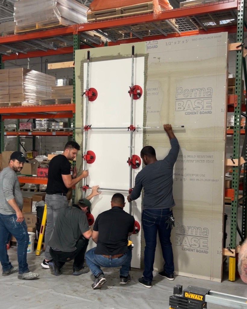 Large Porcelain Tile Wall Installation